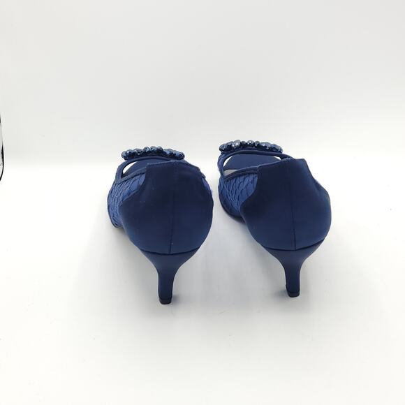 Karen Scott Womens Maralyn peep toe Navy Evening Heels Shoes women's size 8 - Picture 6 of 9